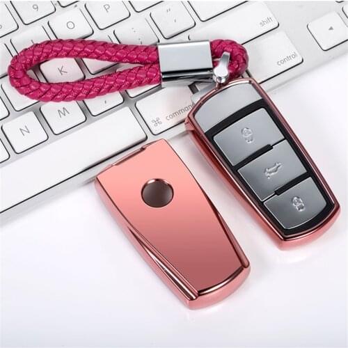TPU Car Key Cover with Key Ring For Volkswagen Golf 4 5 6 7 MK7 Passat B5 B6 B7 B8 Polo 3C CC Sharan Beetle Maogotan R36 B5 B7L