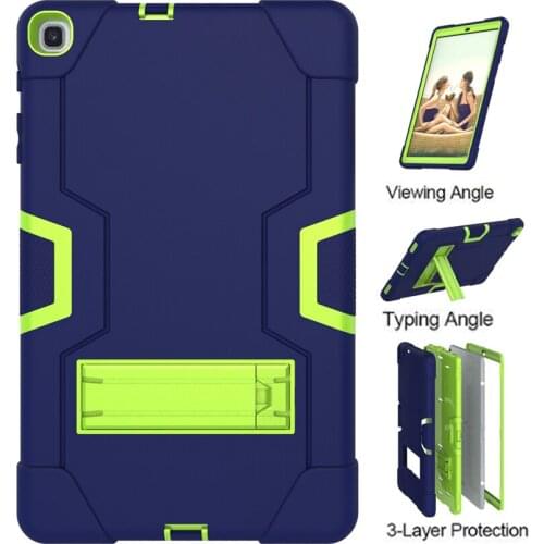 Kids Safe Heavy Duty Silicone + PC Hybrid Case with Kickstand for Samsung Galaxy Tab A 10.1 Inch T510 T515 Tablet + Stylus