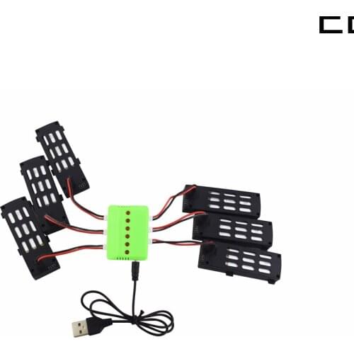 EBOYU 6pcs 3.7V 800mah Lipo Battery + 1 to 6 Balance Charger for A15 A15H RC Quadcopter Drone Spare Parts