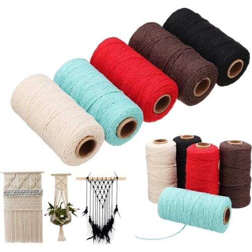 Cotton Thread Rope Twisted Cord Macrame Cord Accessories Party Wedding Decoration 2mm DIY Handmade 100M Colorful Cord