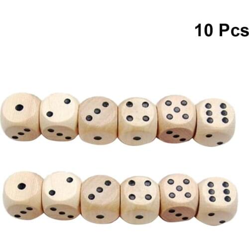 10pcs Dice 16mm Durable Six Sides Wooden Dice Yard Dices Sieve for Games Teaching