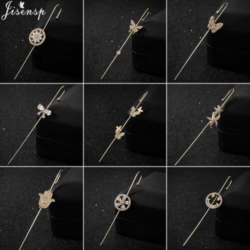 Korean Fashion Stud Earring Elegant Crystal Butterfly Ear Wrap Crawler Hook Earrings for Women Girls Boucle D'oreille Femme 2021