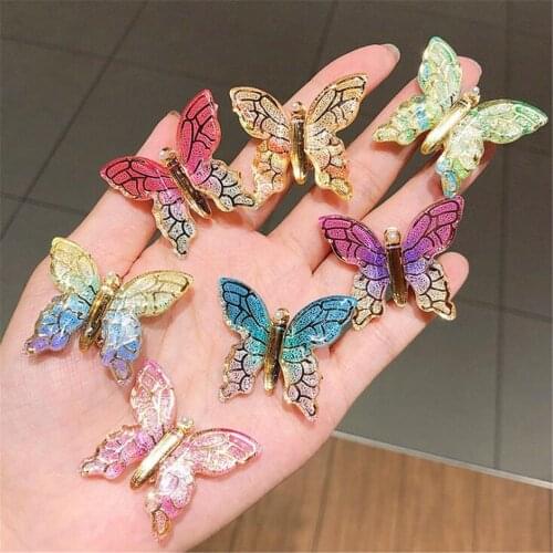 Korean Butterfly Hair Clips Hair Pins Acrylic Metal Hairpin Barrettes Bobby Pin Clamps Headwear for Women Girls Hair Accessories