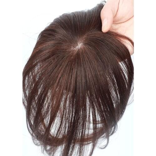 Short Dark Brown 9*9cm Silk Base Hair Toppers 100% Human hair Toupee For Women Machine Remy Hair Piece Clip In Hair Extensions