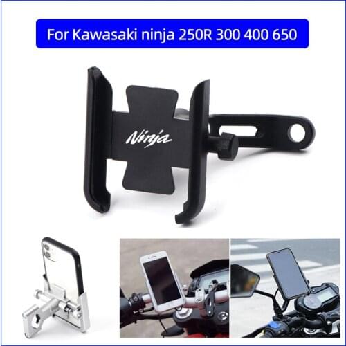 For Kawasaki ninja 250R 300 400 650 Motorcycle Mobile Phone Holder GPS Navigator Mirror Handlebar Bracket Mounting Accessories