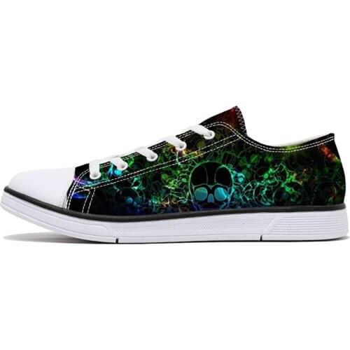 2019 New Style Skull Print Shoes for Men Woman Lace Up Flats Fashion Sneakers for Teenage Boys Girls Customize Shoes