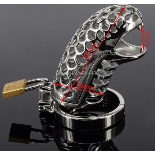 SODANDY Snake Chastity Device Male Metal Chastity Belt Stainless Steel Cock Cage Lock Penis Ring Bondage Gear Sex Toys For Men