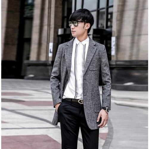 New arrival designer mens clothing grey casual woolen coat men business suit collar plus size overcoat mens wool coat outerwear