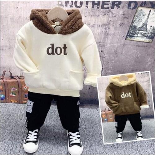 Toddler Boys Clothes 2019 Autumn Winter Kids Clothes think Hooded+Pant Outfit Children Clothing Suit For Boys Clothing Sets 2-6Y