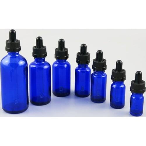5-100ML Reagent Eye Dropper Drop Blue Glass Aromatherapy Liquid Pipette Bottle Refillable Bottles 20pcs