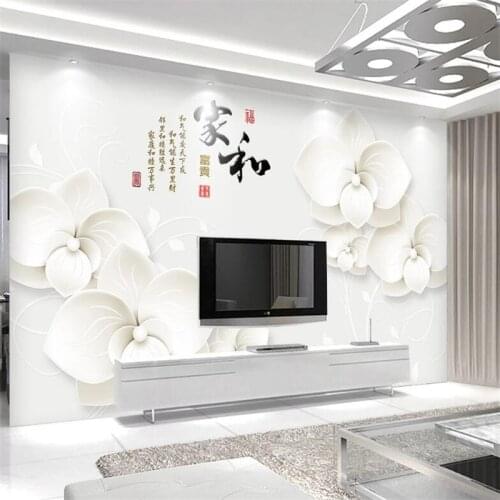 Custom wallpaper 3D stereo white flower home and rich TV background wall living room bedroom restaurant decoration painting обои