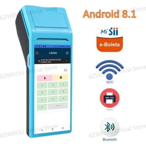 POS PDA Android 8.1 Printer Bluetooth Thermal Receipt Printer 58mm 3G WiFi Mobile Order POS Terminal NFC 1D Barcode Scanner