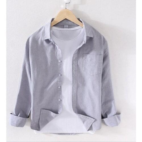 Spring and summer oxford pure cotton shirts men brand long sleeve solid shirt for men fashion casual shirt mens camisa chemise