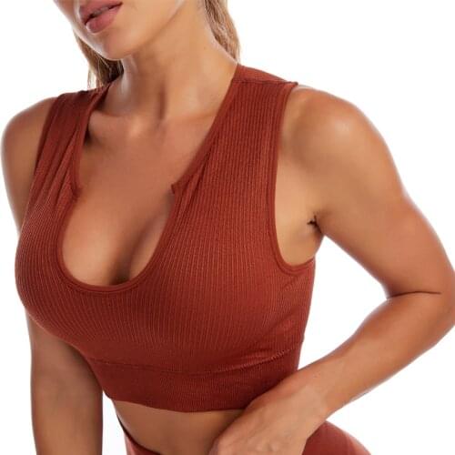 Sexy Seamless crop top Sporty tank top Deep U Neck Slim Womens Tube Top High Stretch Active Vest For Women Plus Size