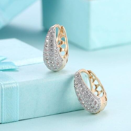 New design handbag shape earrings for women, gold color zircon waterdrop hoop earrings woman jewelry drop shipping brincos