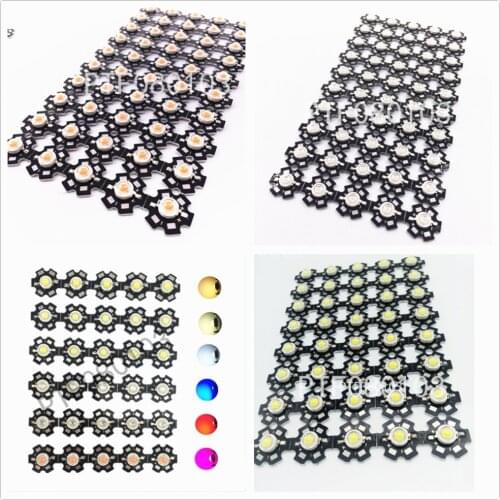 10pcs 1W 3W High Power LED Full Spectrum White Warm white Green Blue Deep Red 660nm Royal blue IR UV With 20mm Black Star PCB