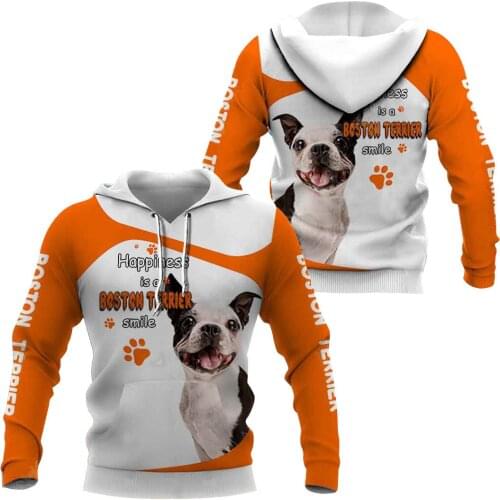 Happiness is a boston terrier smile 3D Printed Hoodies Fashion Pullover Men For Women Funny Animal Sweatshirts Sweater