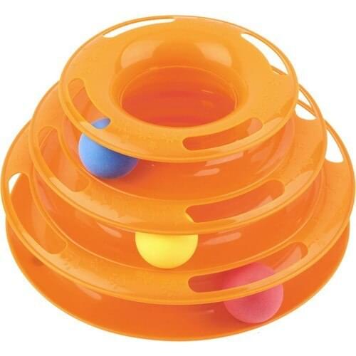 Three Level Pet Cat Toy Training Amusement Plate Kitten Tower Tracks Disc Cat Intelligence Amusement Triple Disc Cup