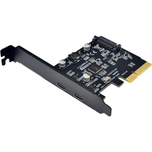 USB3.1 to Type-C 2Port Expansion Card PCI-E4X to USB3.1 Gen2 10Gbps USBC Adapter