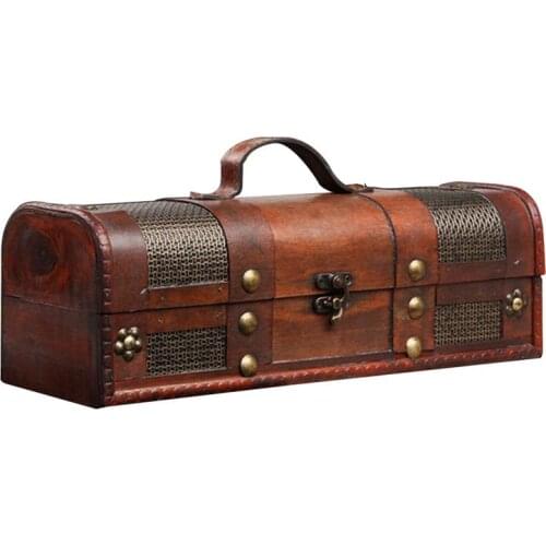 Retro Wooden Wine Box Vintage Wine Bottle Storage Gift Box Wine Packaging Box Case Holder For Birthday Party Wedding Decoration