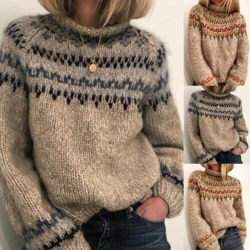 Vintage Women Autumn Winter Pullover Jumper Long Sleeve Turtleneck Knit Sweater