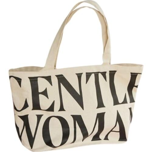 INS 2021 New Literary Retro Large-capacity One-shoulder Large Bag Tote Letter Gentle Women Canvas Shopping Bag