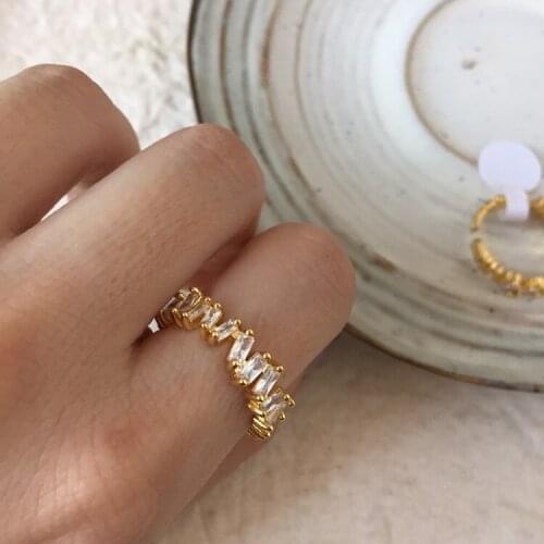 Women Jewelry Brass Natural Stone Wave Rings Punk Designer Runway T show Club Cocktail Party Boho Japan Korean Ins
