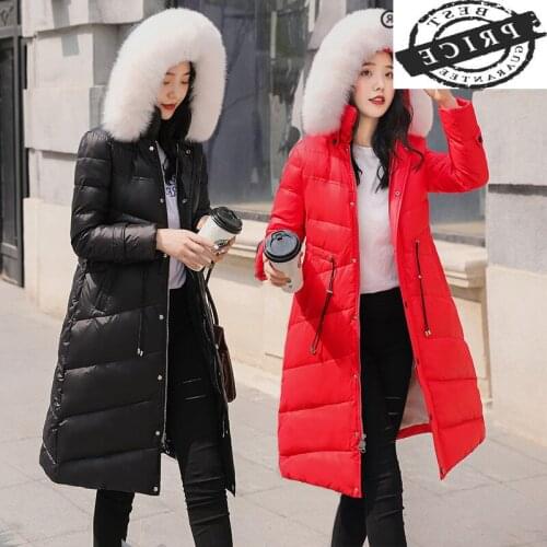 Down Fashion Womens Jacket+large Fox Fur Hooded 2021 Korean Thick Warm Duck Down Coat Female Ladies Long Coat Hiver 120a
