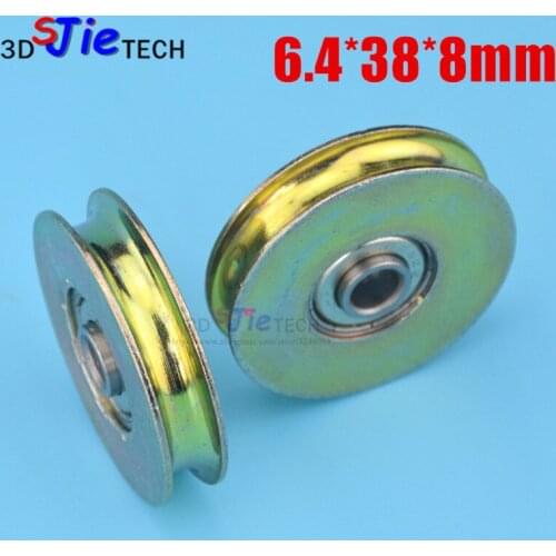 1pcs 6.4*38*8mm U groove , wire rope lead wheel, lifting wheel accessories, 626ZZ bearing pulley, metal pulley