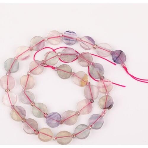 10mm Natural Purple Fluorite Stone Middle Drilled Flat Round Slice Loose Beads Pendant Necklace Jewelry Making DIY SY-677AMDE