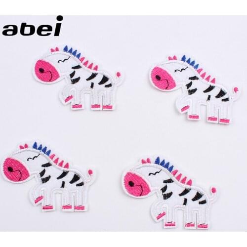 10pcs Cartoon Animal Stickers Embroidery Iron On Zebra Patches for Shoes Coats Sweaters Bags pants Sewing Appliques DIY Bagde