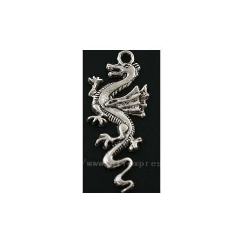 100Pcs Tibet Silver Dragon Charm pendants 50*21mm