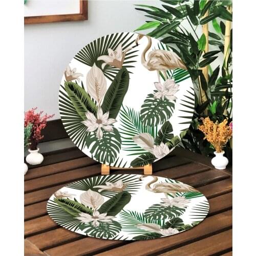 2'li Modern Digital Printed Green Leaf Flamingo Pattern American Service Supla