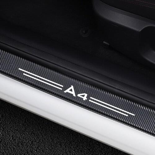 4PCS Car Door Sill Stickers For Audi A4 B5 B6 B7 B8 B9 Threshold Anti-Collision Cover Interior Accessories Carbon Fiber Decals