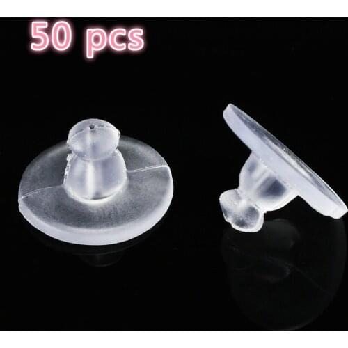 50 pcs Clear Round Stopper High Quality Silicone Rubber Earring Backs Safety Jewelry Accessories Parts Ear Plugging