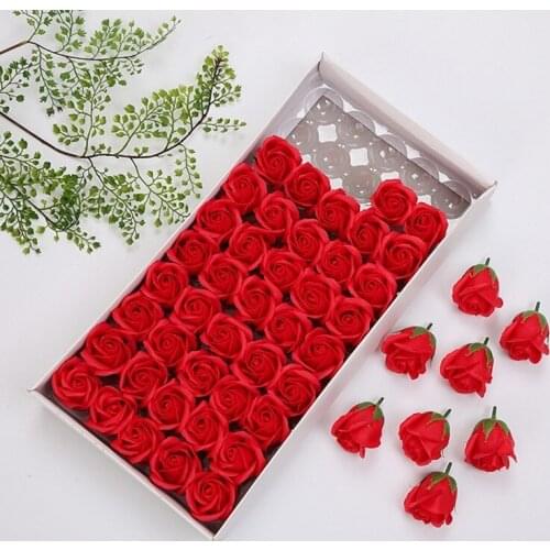50PCS Three-layer Rose Soap Flower Head Artificial Flower Soap Bouquet Making Gift Box Souvenir Decoration Home Decoration
