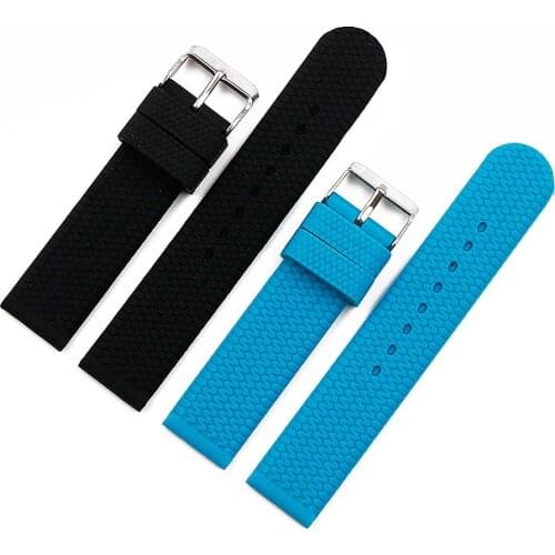 Watch accessories silicone strap mens pin buckle 20mm outdoor sports waterproof rubber strap women men watch band