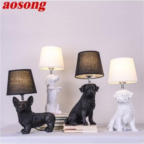 AOSONG Table Lamps LED Resin Modern Nordic Creative Cartoon Dog Decoration Desk Light For Home