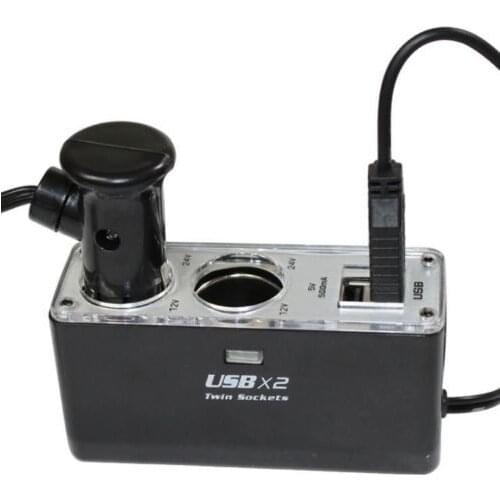 12v 2 Way Car Cigarette Lighter Power Socket Charger Adapter Dual USB Port Twin