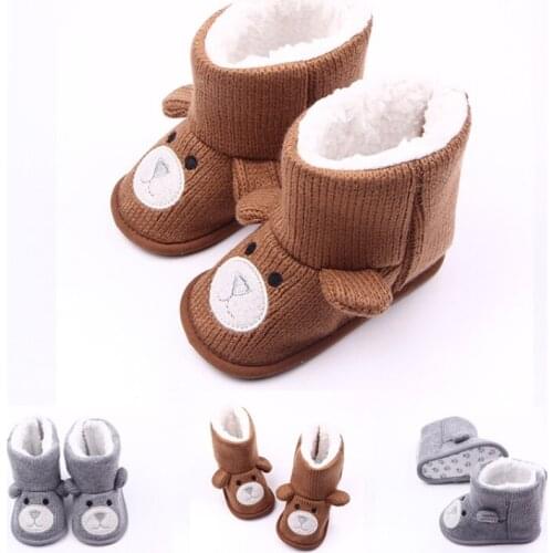 Baby Girls Boys First Walkers Winter Boots Infant Toddler Newborn Cute Cartoon Bear Shoes Super Keep Warm Snowfield Booties Boot