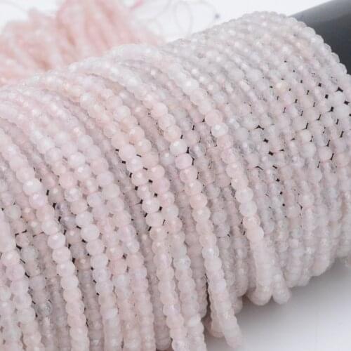 Natural Pink Morganite Faceted Rondelle Beads 3.3mm, Thickness About 2.5mm
