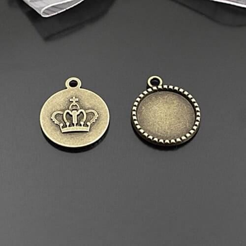 C653)20 pieces Inside size:18mm Antique Bronze Zinc Alloy Cameo settings Crown Diy Jewelry Findings Accessories wholesale