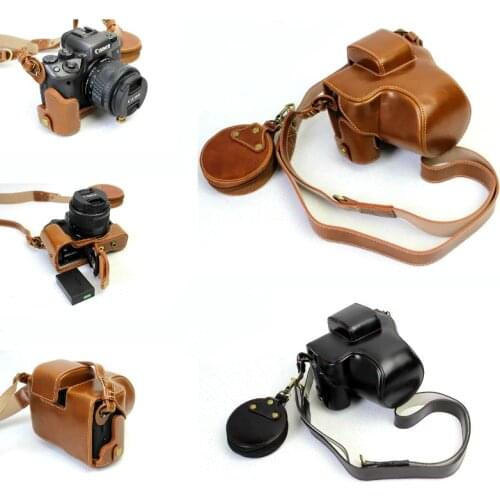 Luxury Version PU Leather Case Protective Cover For Canon EOS M50 EOS M5 Half Body Camera Bag Shoulder Strap Battery Opening