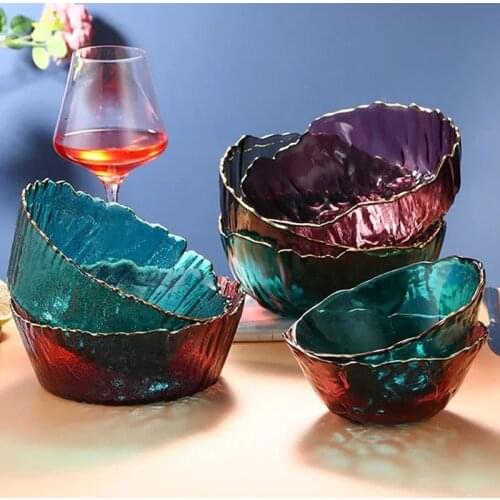 European Tableware Salad Plate Snack Soup Bowl Organizer Round Creative Phnom Penh Glass Fruit Plate Home kitchen Decoration