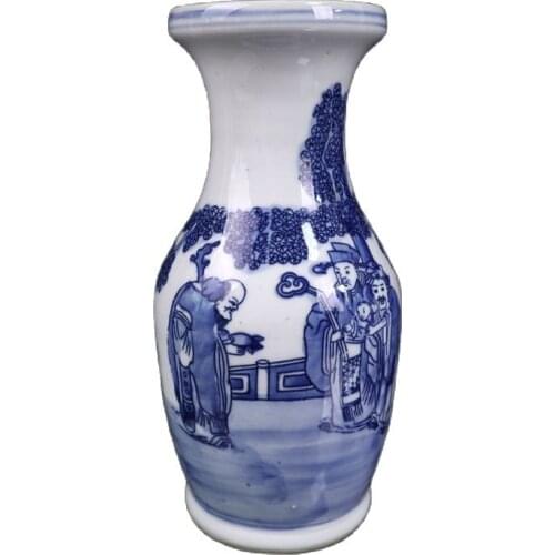 Porcelain blue and white three star figure vase