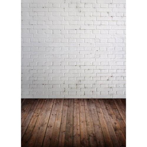 White Brick Wall Brown Floor Photography Background for Photo Studio Vinyl Cloth Portrait Photo Backdrop for Kid Baby Photophone