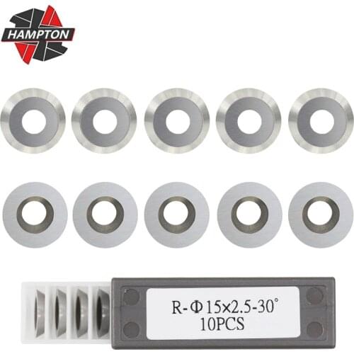 Hampton 10pcs Round Carbide Cutter Insert Set 15x2.5mm 30 Degrees Fit For Ci3 Wood Turning Lathe Tools