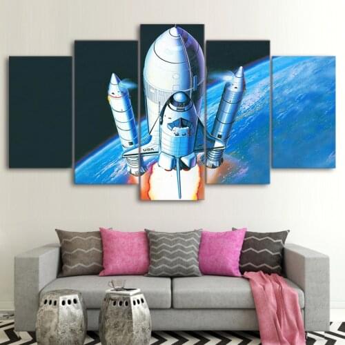Canvas Home Decor Wall Art Pictures Framework 5 Pieces Rocket Launching Space Painting For Living Room Print Modular Poster