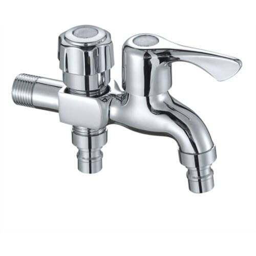 Chrome Plated Double Water Outlet Garden Washing Machine Faucet Brass Tap Bathroom Bidet Faucet Fast On Faucets