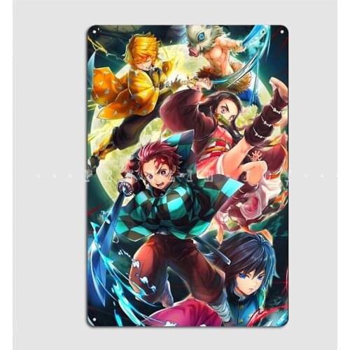 Demon Slayer Kimetsu No Yaiba Metal Sign Wall Mural Garage Club Create Wall Decor Tin Sign Poster